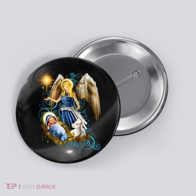 Angel With Baby Jesus Button