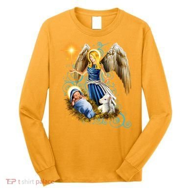 Angel With Baby Jesus Long Sleeve Shirt