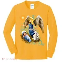 Angel With Baby Jesus Kids Long Sleeve Shirt thumb 0