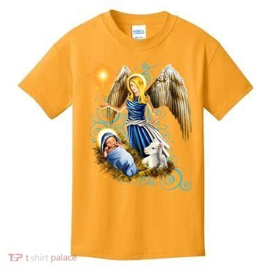 Angel With Baby Jesus Kids T-Shirt