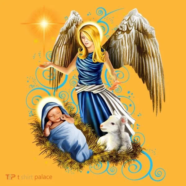 Angel With Baby Jesus Kids T-Shirt