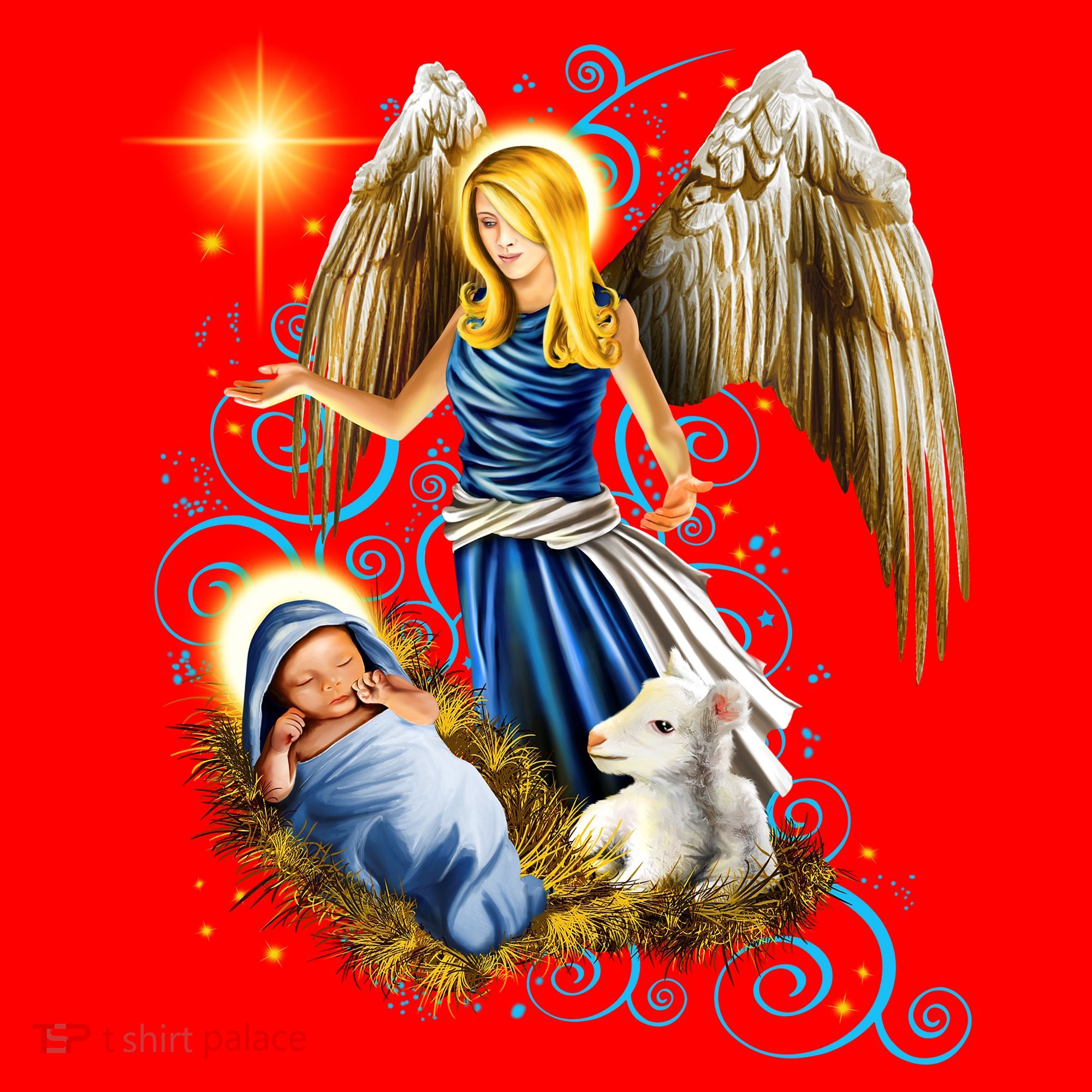 Angel With Baby Jesus Santa Hat