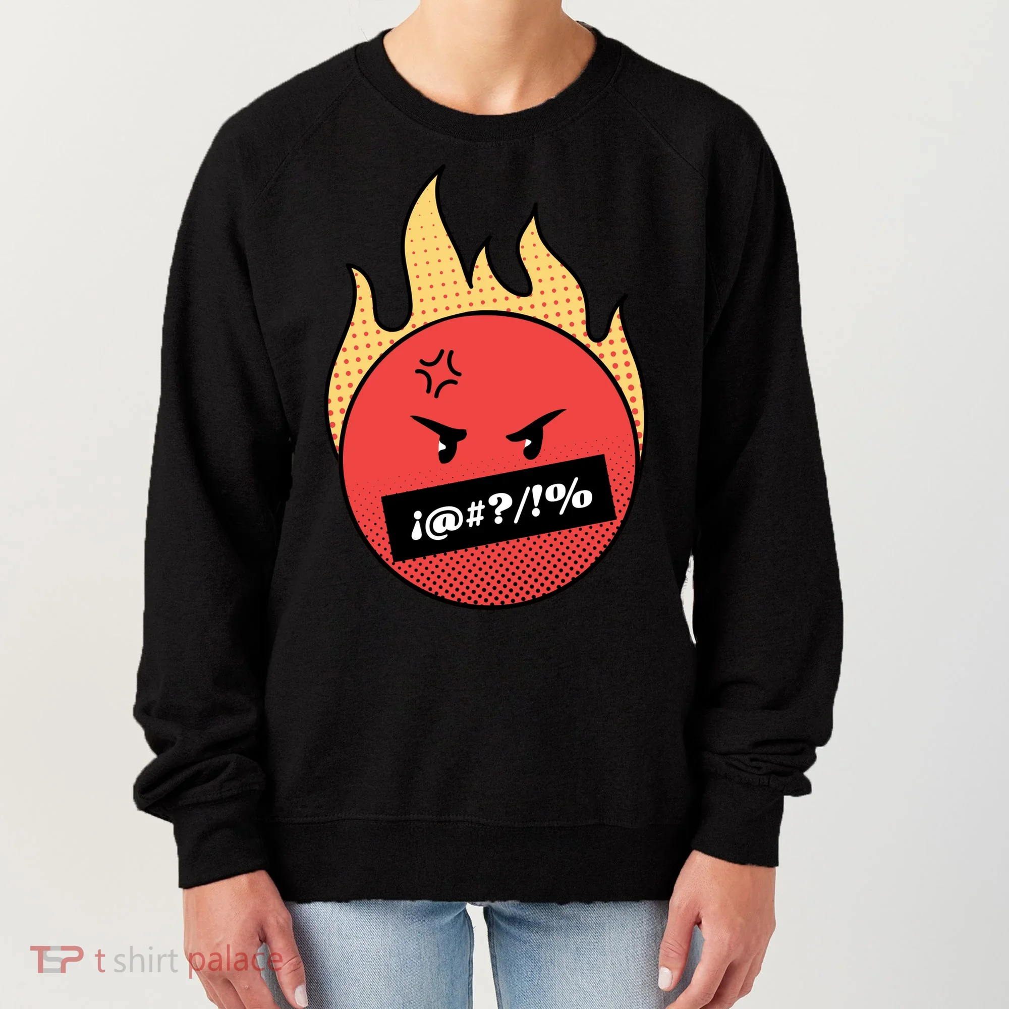 Angry Flaming Emoji Women's Sweatshirt