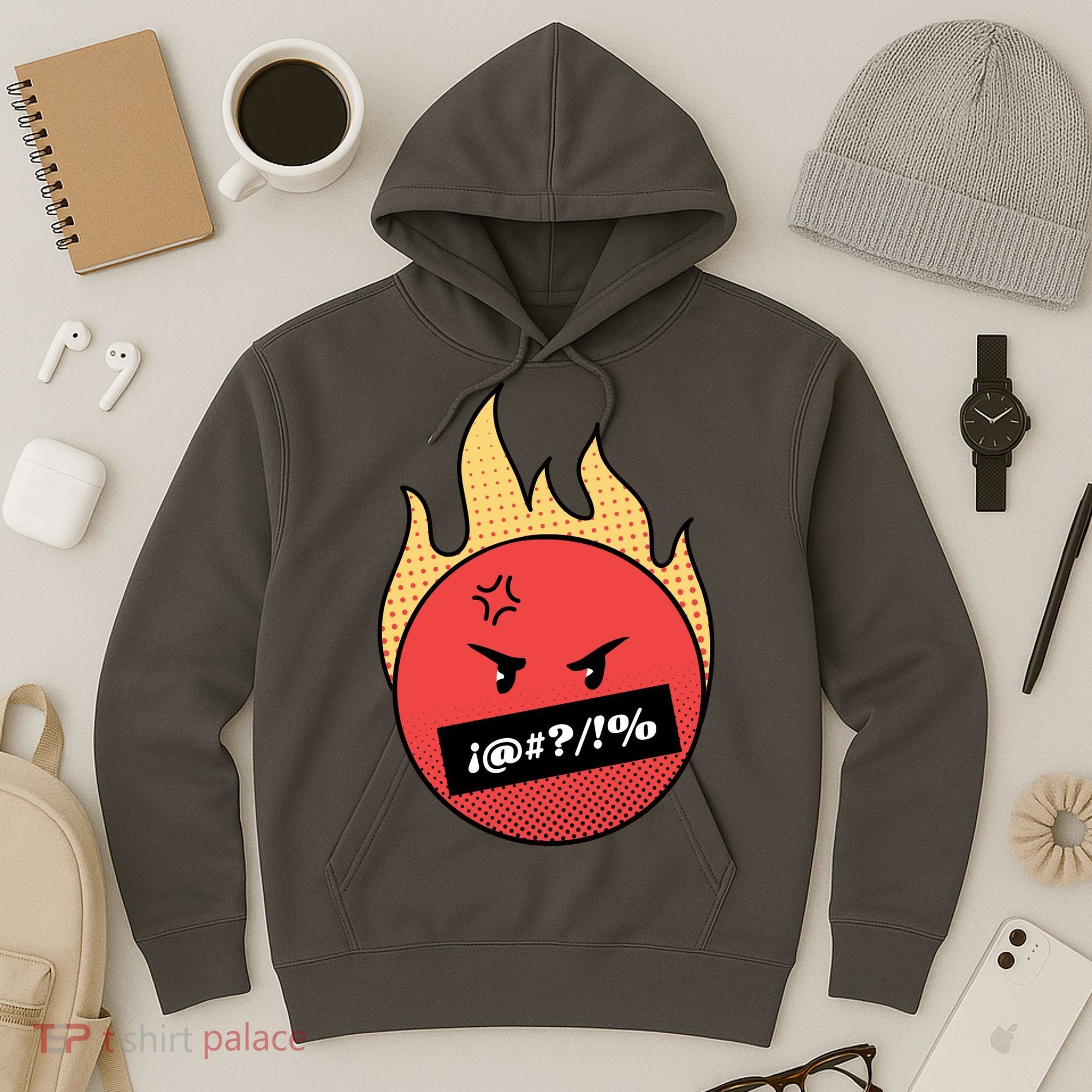 Angry Flaming Emoji Hoodie