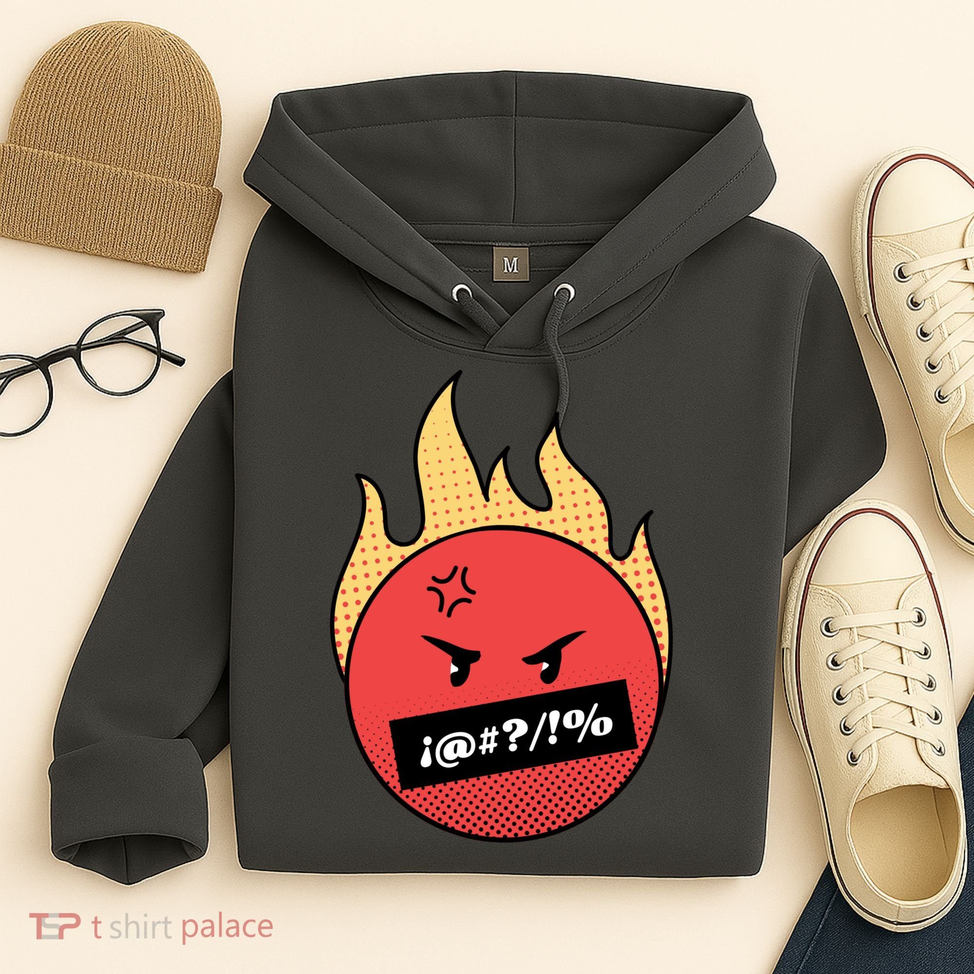 Angry Flaming Emoji Hoodie