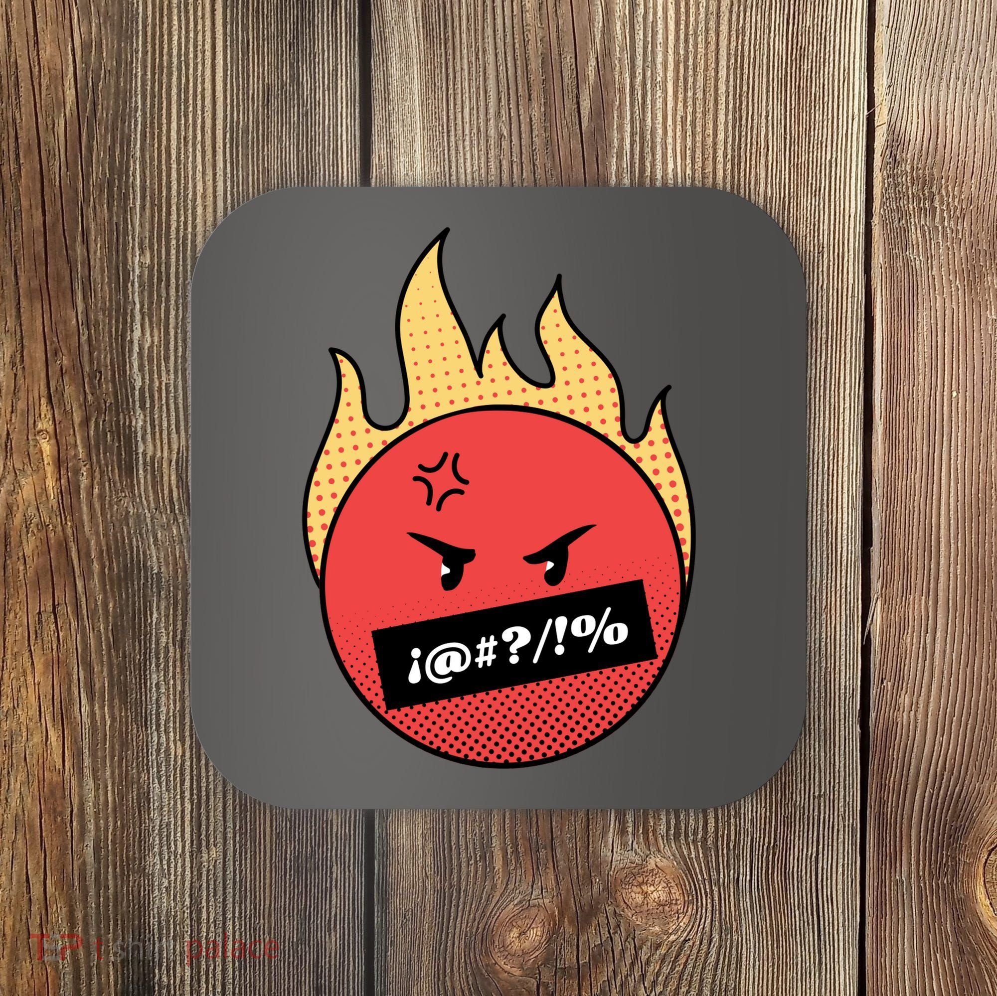 Angry Flaming Emoji Coaster