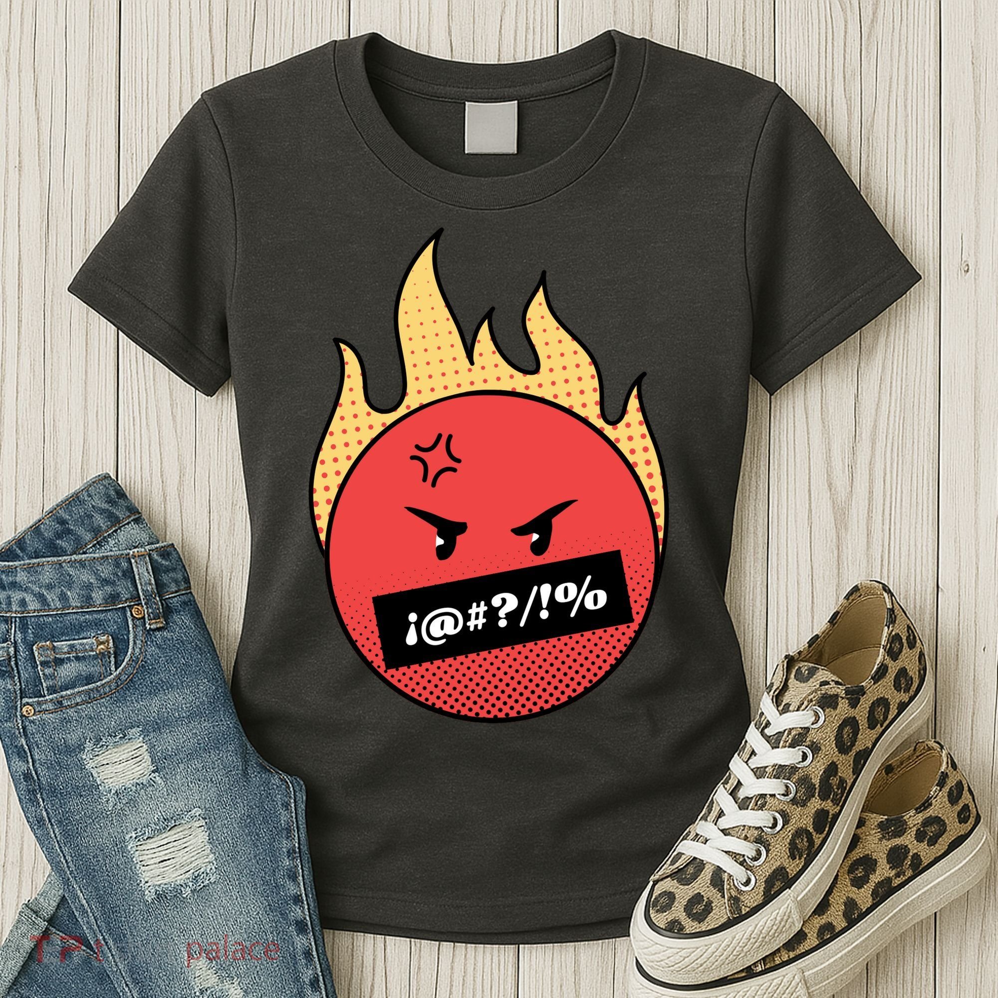 Angry Flaming Emoji Women's T-Shirt