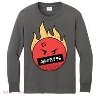 Angry Flaming Emoji Kids Long Sleeve Shirt thumb 0