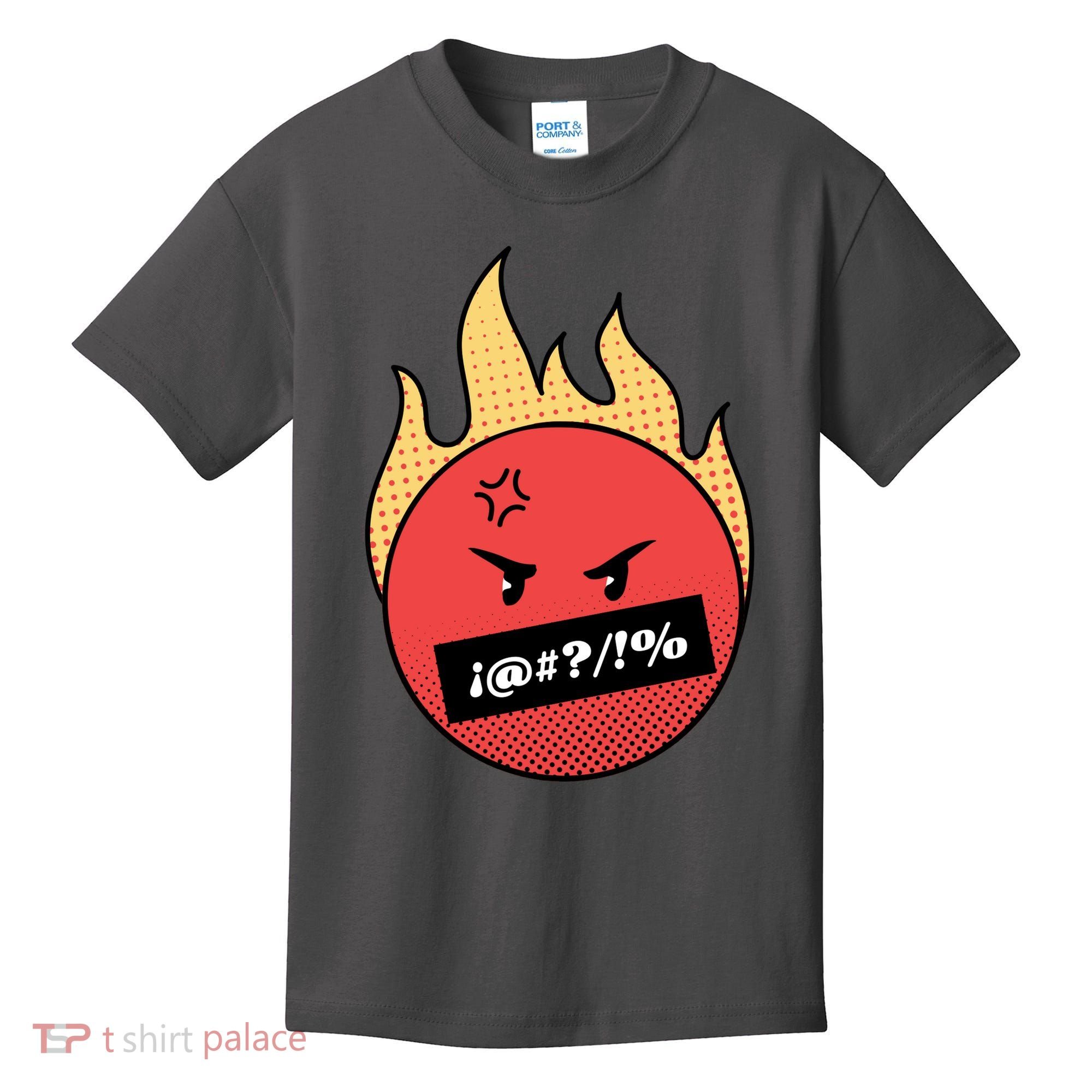 Angry Flaming Emoji Kids T-Shirt