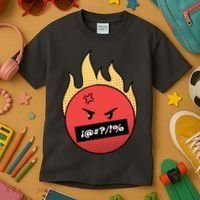 Angry Flaming Emoji Kids T-Shirt thumb 3