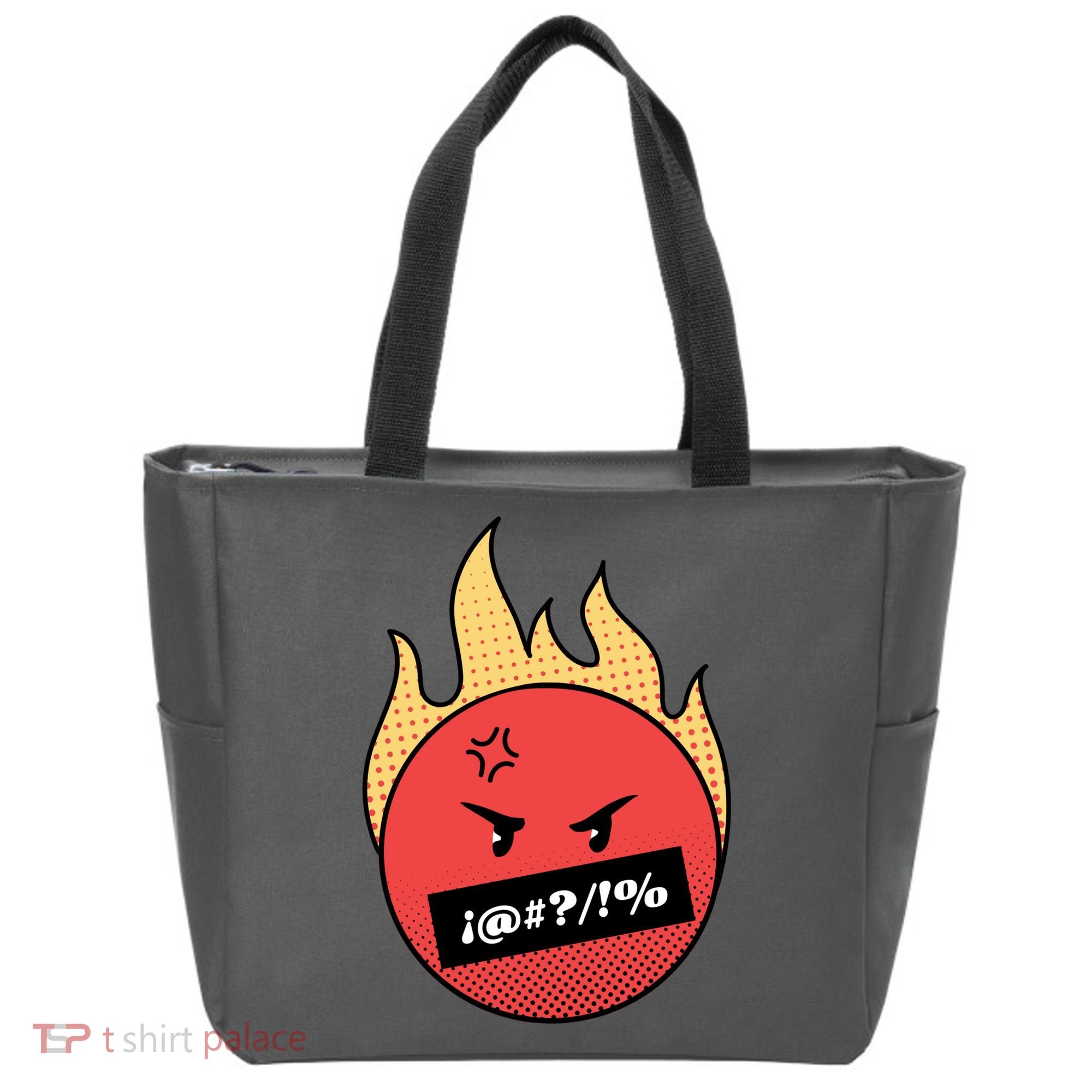 Angry Flaming Emoji Tote Bag