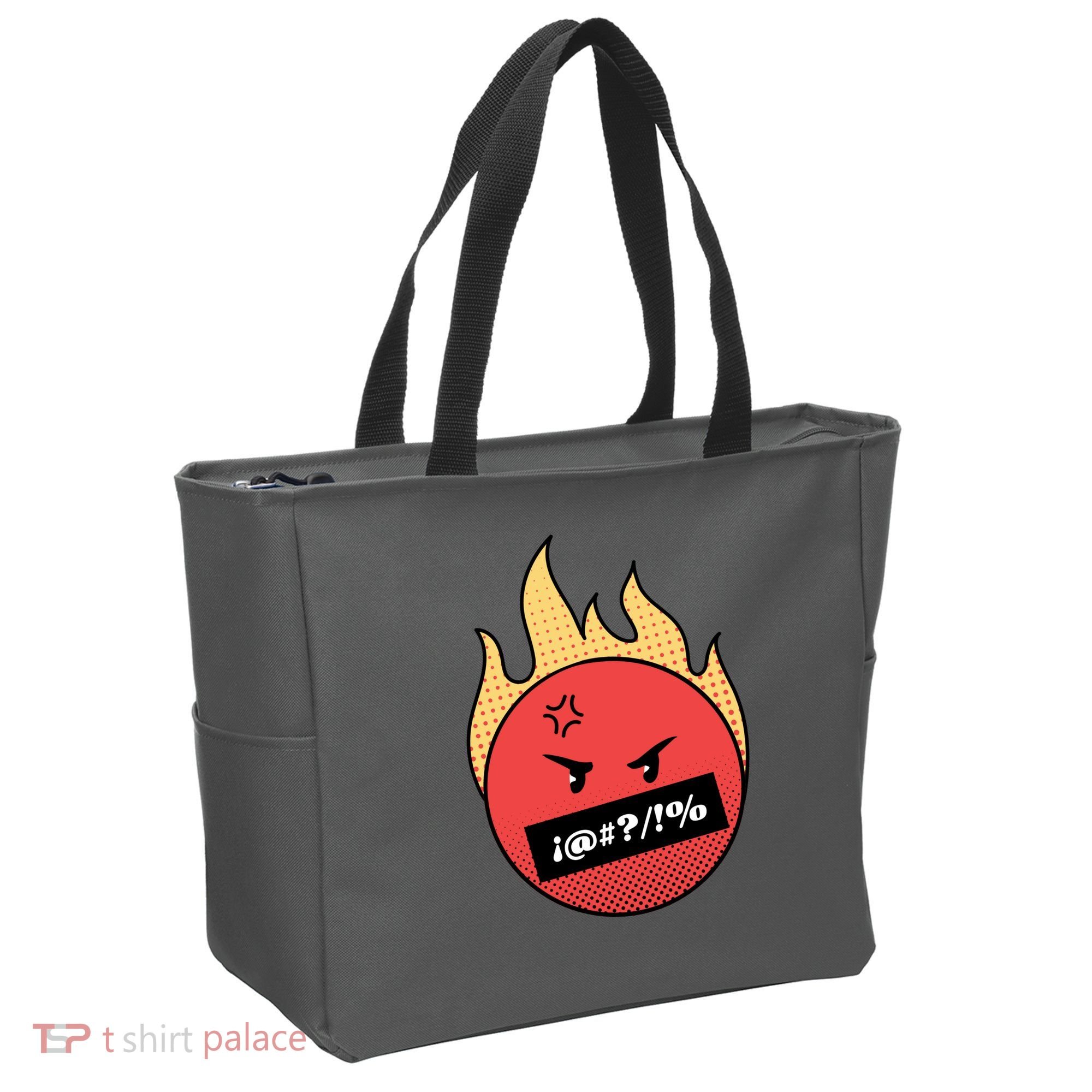 Angry Flaming Emoji Tote Bag