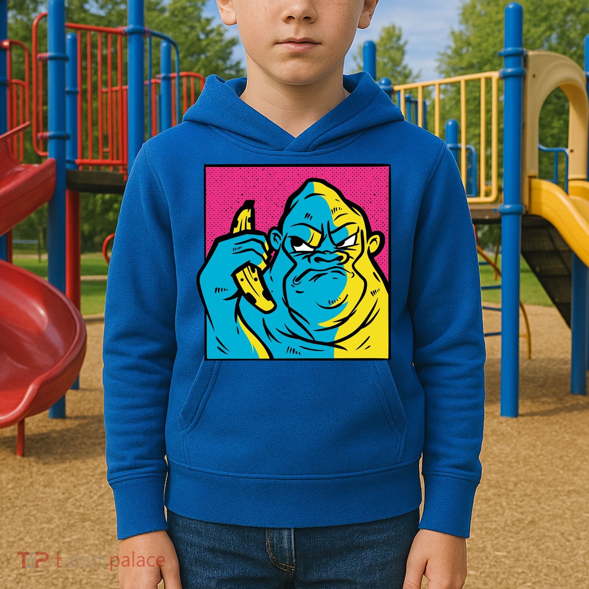 Angry Gorilla Banana Kids Hoodie