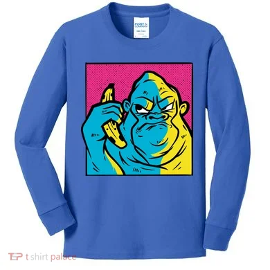 Angry Gorilla Banana Kids Long Sleeve Shirt