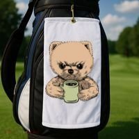 Angry Pomeranian Golf Towel thumb 2