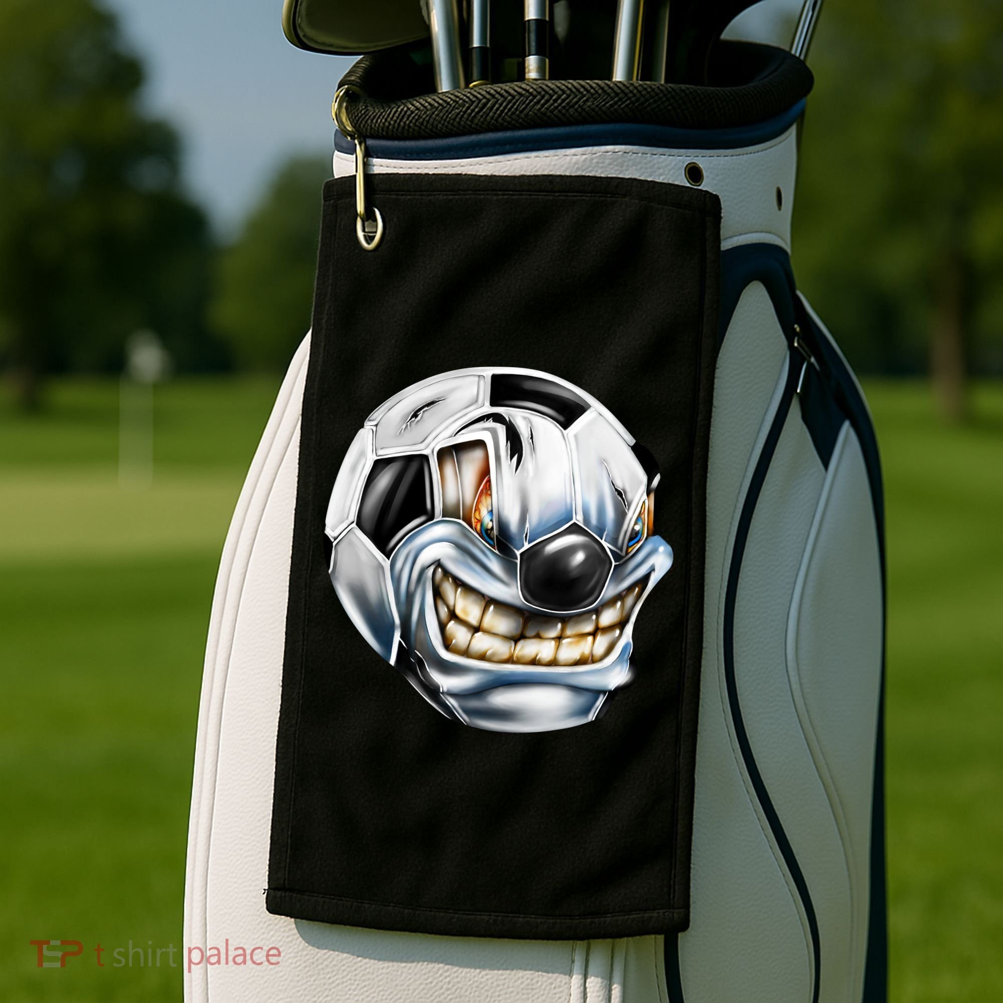 Angry Soccer Ball Golf Towel