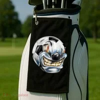Angry Soccer Ball Golf Towel thumb 2