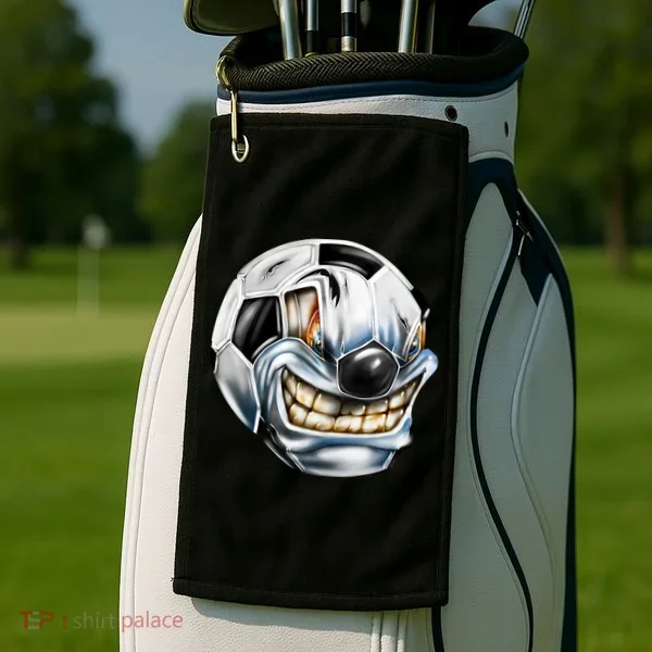 Angry Soccer Ball Golf Towel