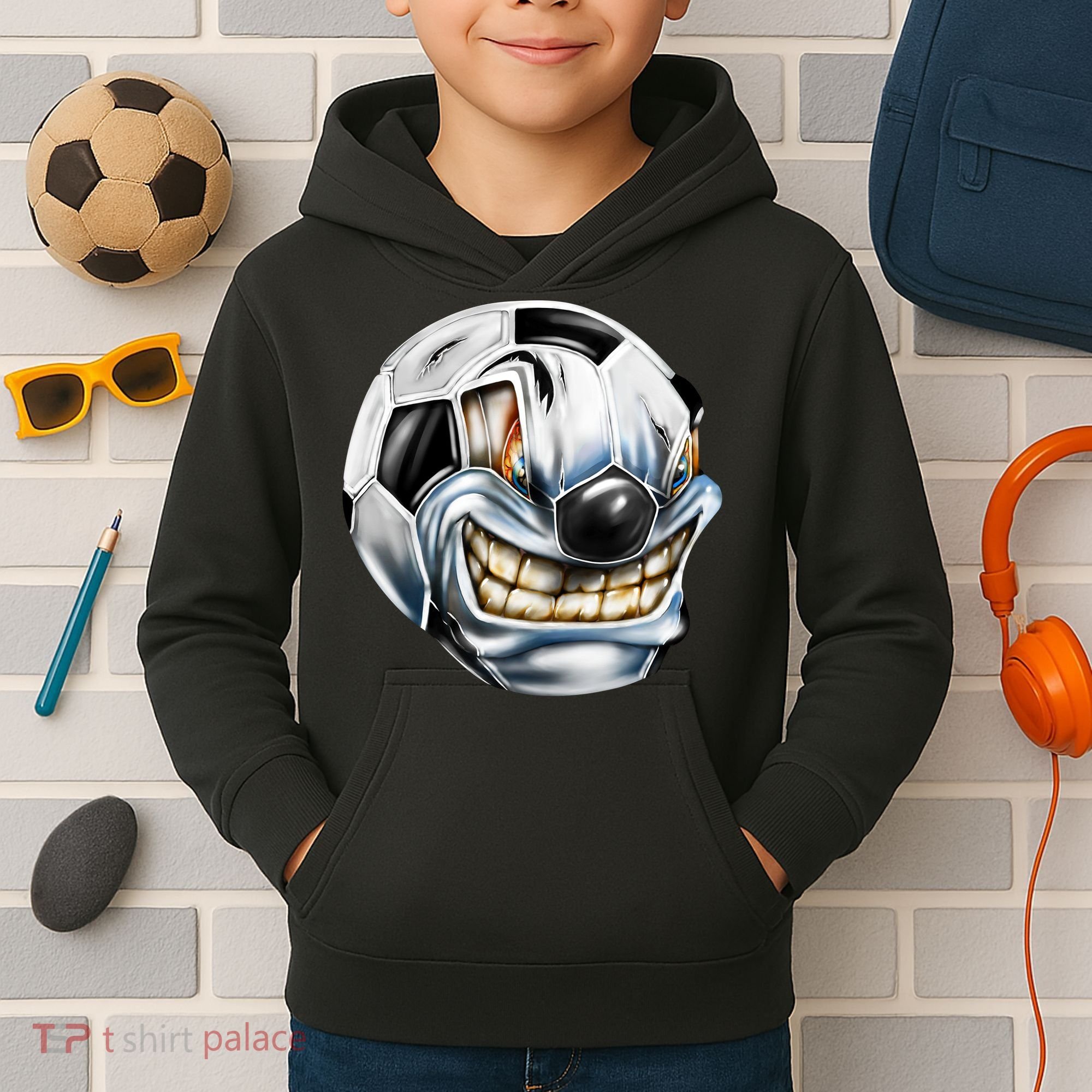 Angry Soccer Ball Kids Hoodie