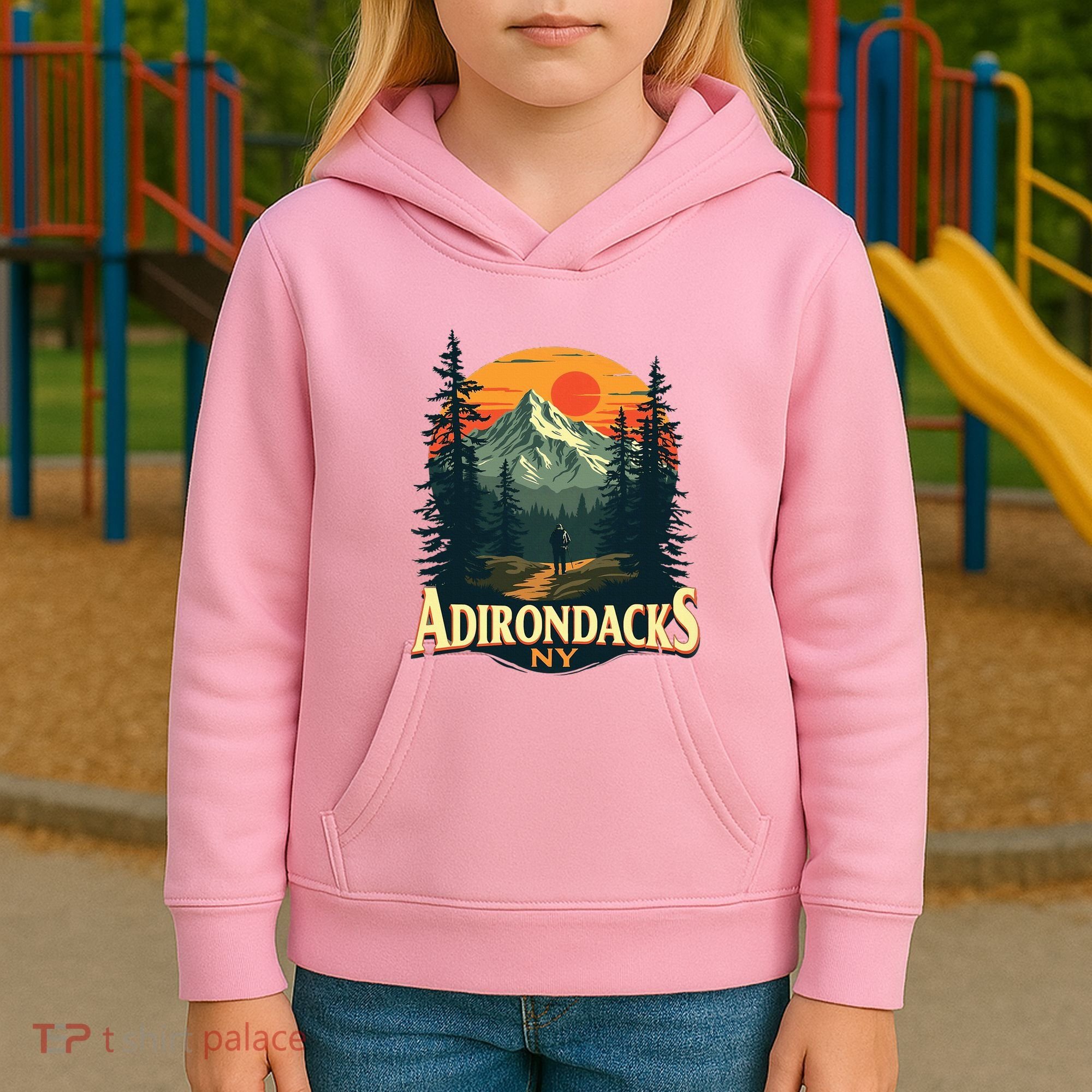 Adirondacks Ny Hiking Mountains Nature Lovers Kids Hoodie