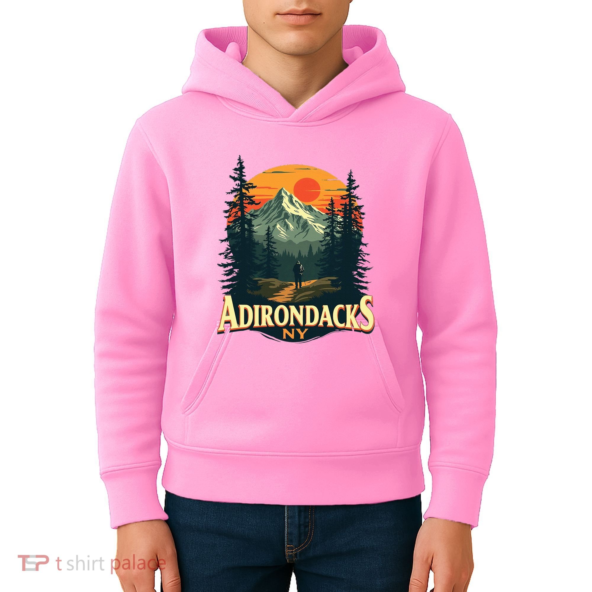 Adirondacks Ny Hiking Mountains Nature Lovers Kids Hoodie