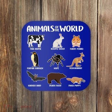 Animals Of The World Funny Names Coaster