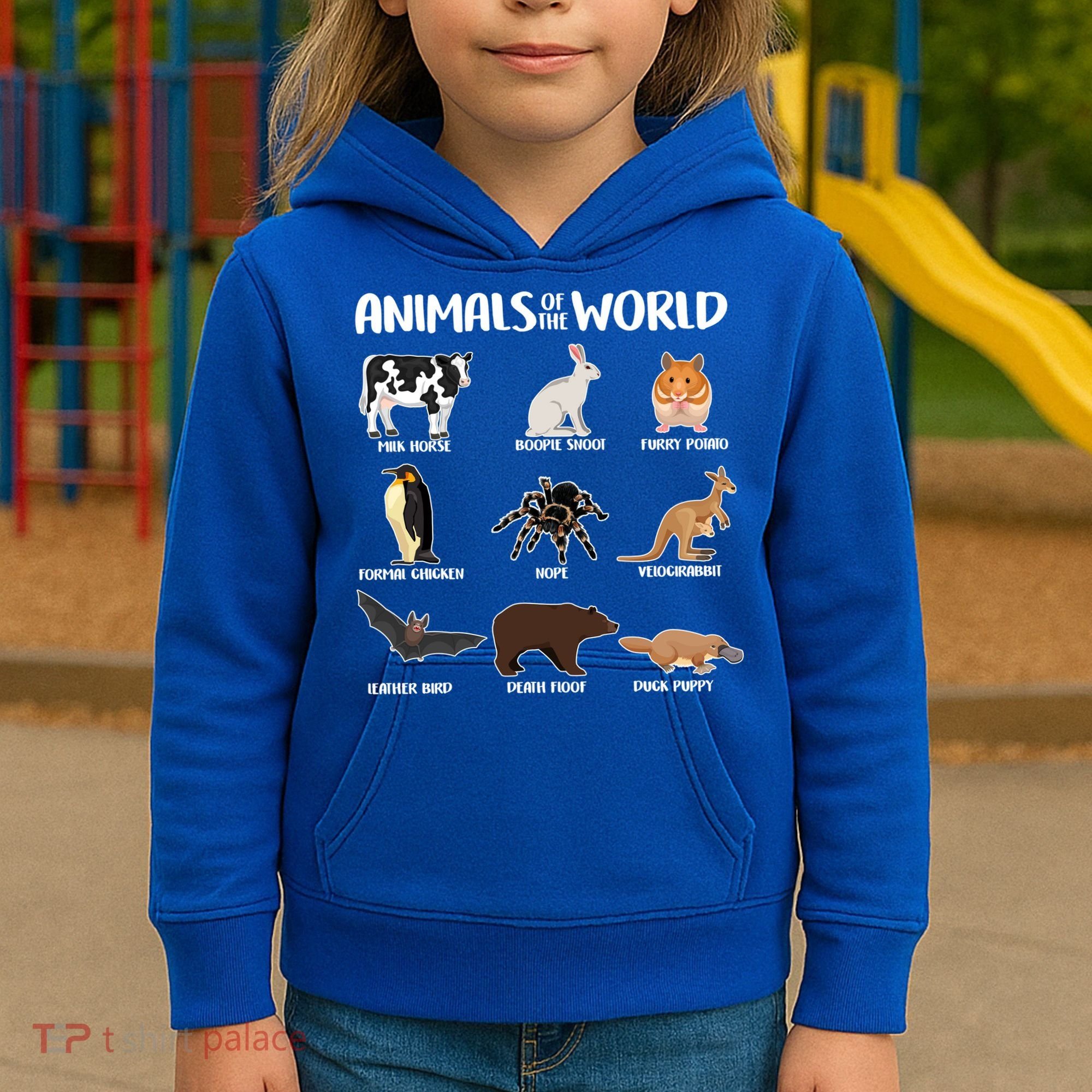 Animals Of The World Funny Names Kids Hoodie
