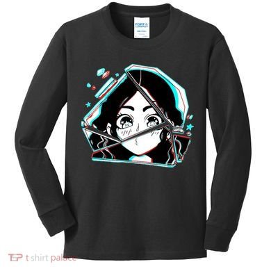Anime Broken Glass Sparkle Eyes Kids Long Sleeve Shirt