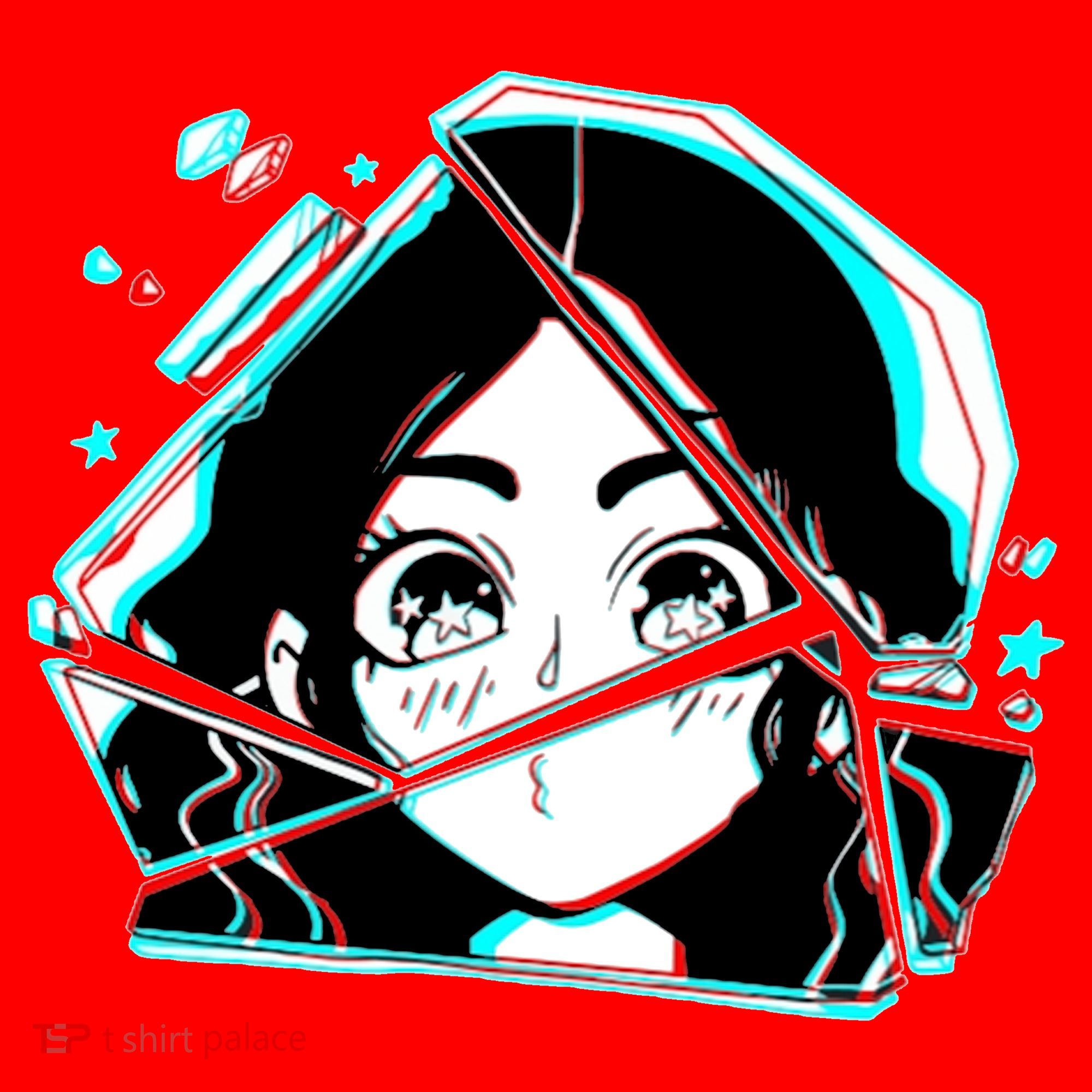 Anime Broken Glass Sparkle Eyes Santa Hat