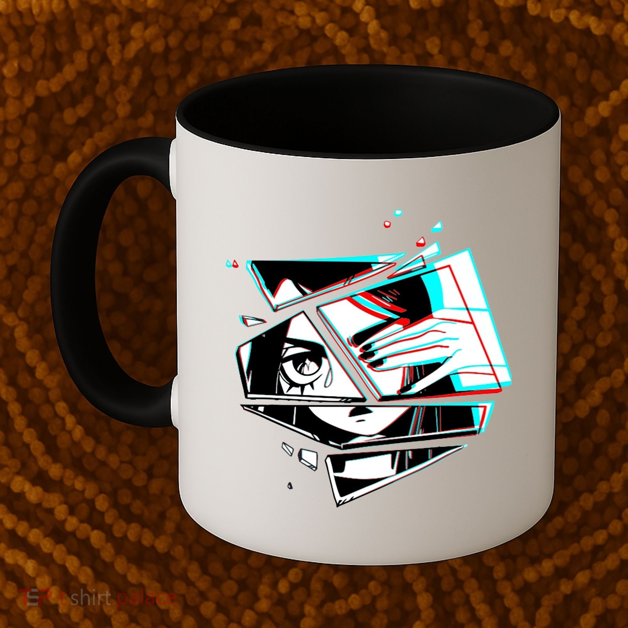Anime Eyes Broken Glass Hand Over Eye Coffee Mug