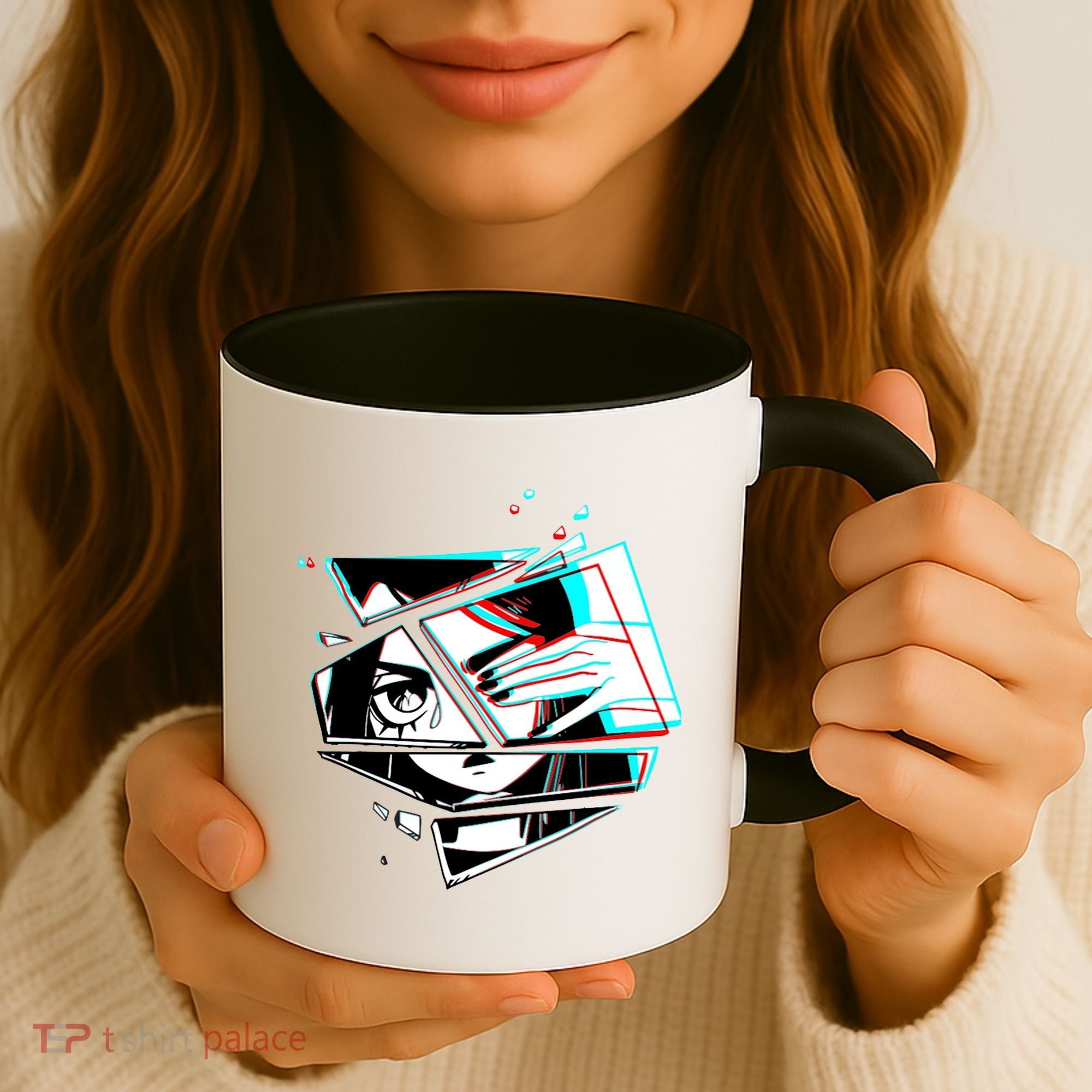 Anime Eyes Broken Glass Hand Over Eye Coffee Mug