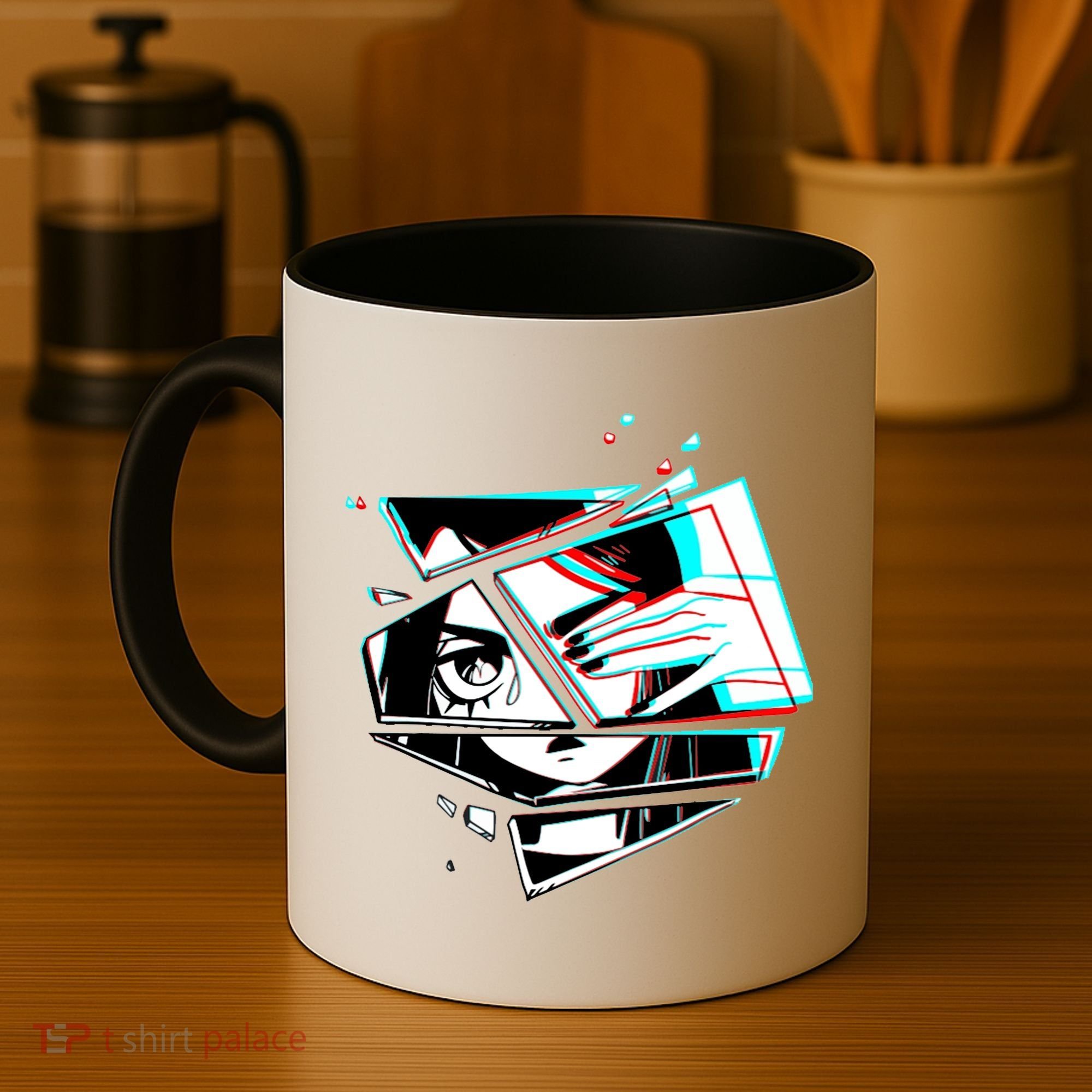 Anime Eyes Broken Glass Hand Over Eye Coffee Mug