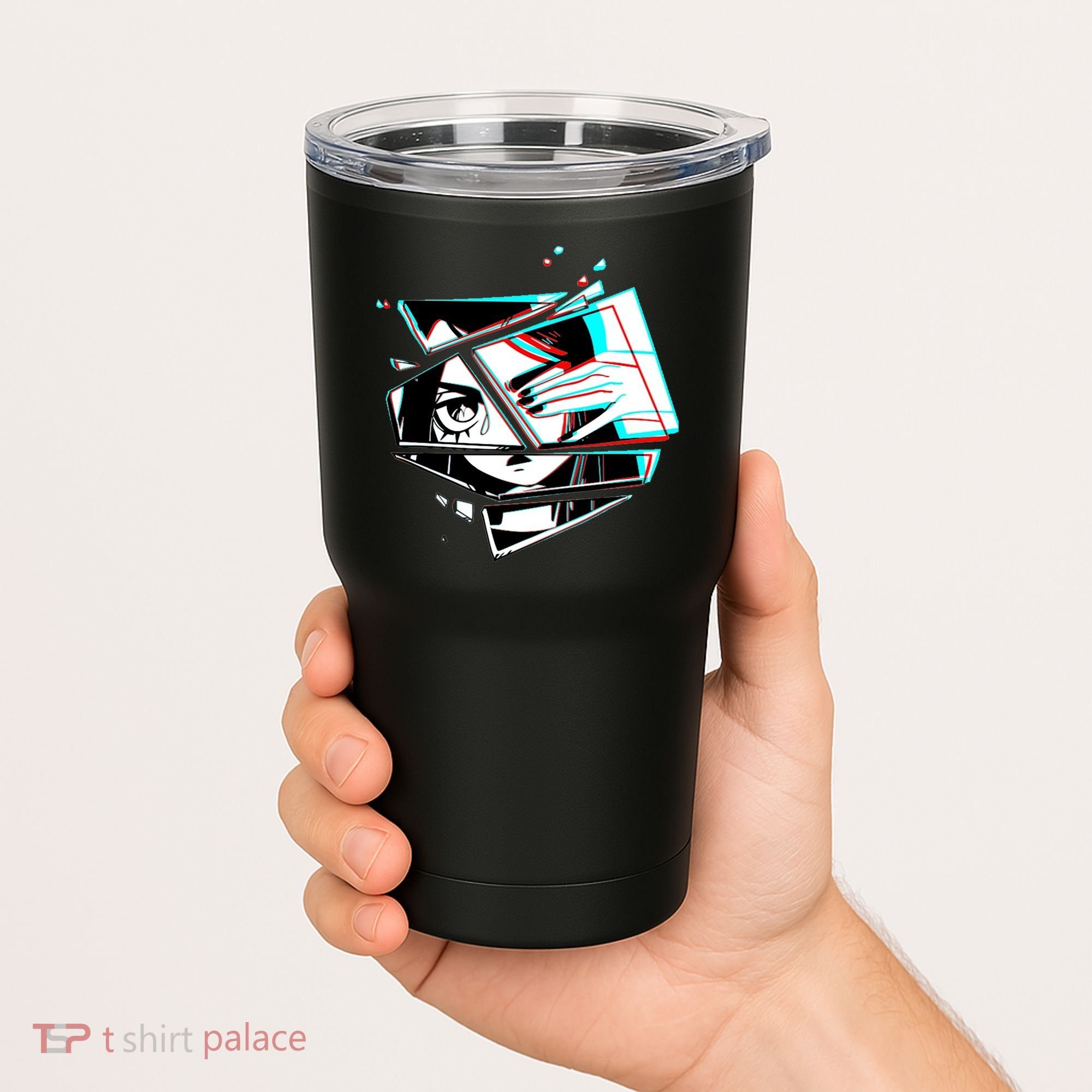 Anime Eyes Broken Glass Hand Over Eye Tumbler