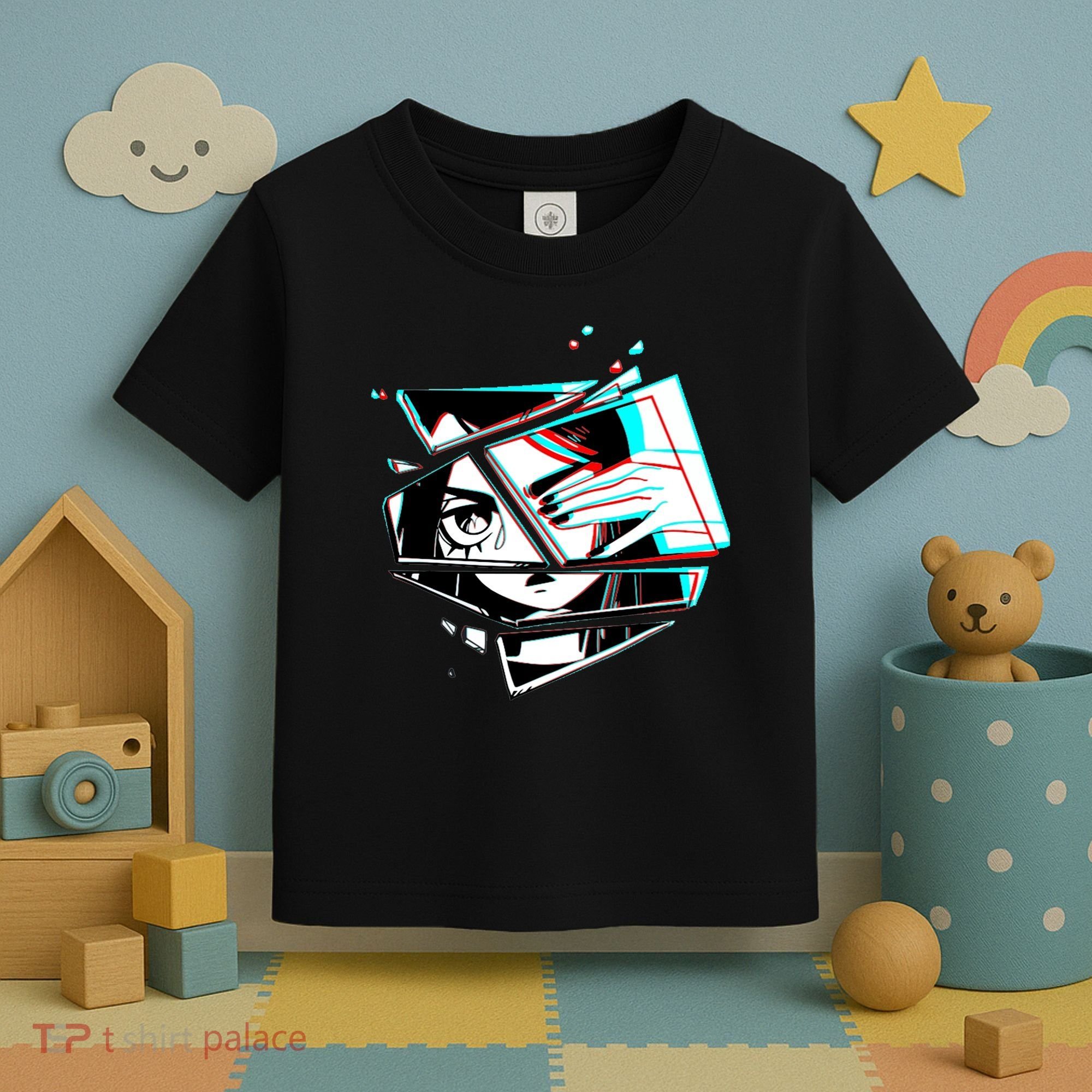 Anime Eyes Broken Glass Hand Over Eye Toddler T-Shirt