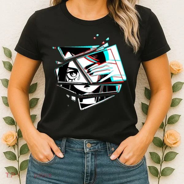 Anime Eyes Broken Glass Hand Over Eye Women's T-Shirt