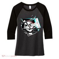 Anime Eyes Broken Glass Hand Over Eye Women's Tri-Blend 3/4-Sleeve Raglan Shirt thumb 0