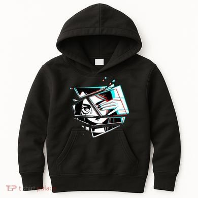 Anime Eyes Broken Glass Hand Over Eye Kids Hoodie