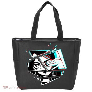 Anime Eyes Broken Glass Hand Over Eye Tote Bag