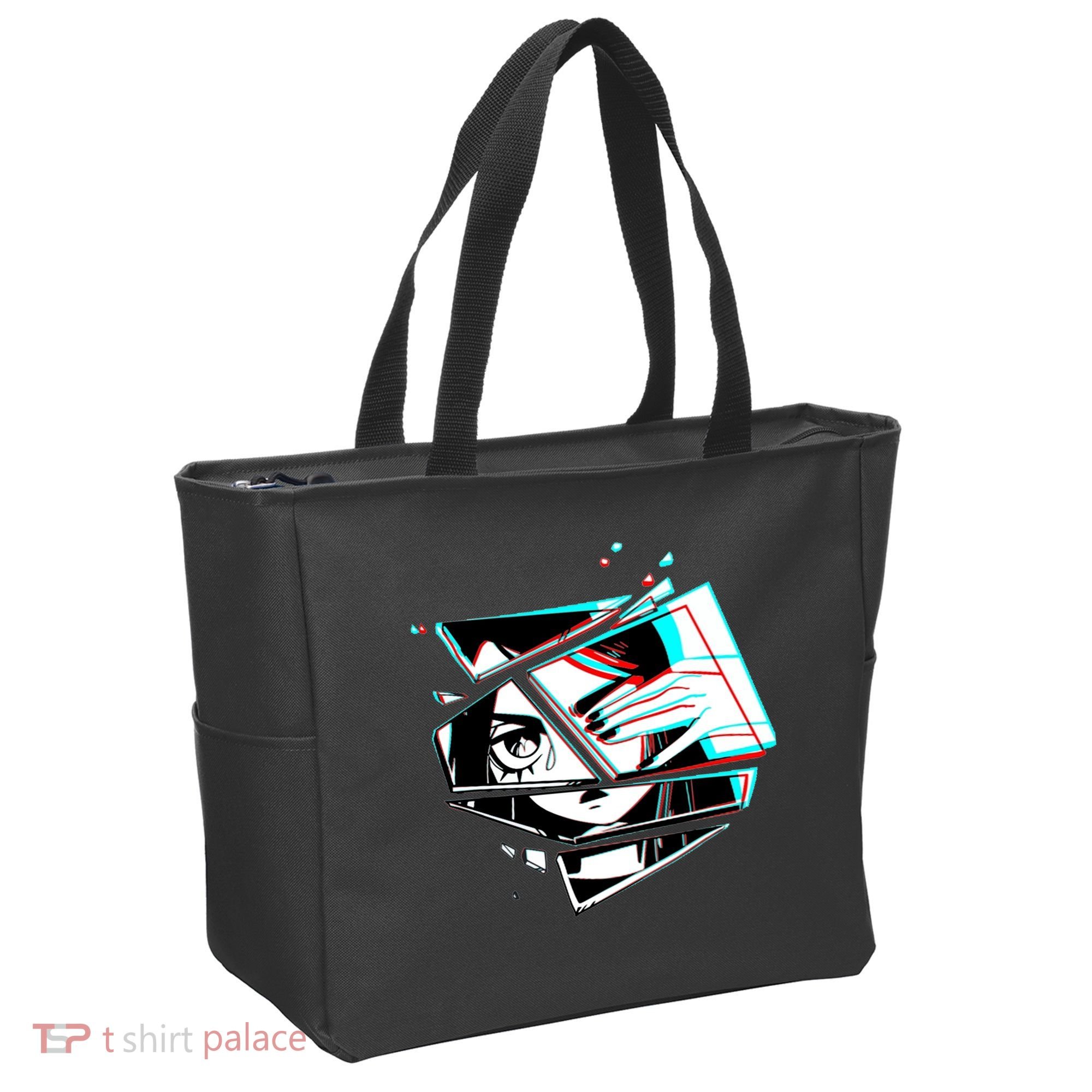 Anime Eyes Broken Glass Hand Over Eye Tote Bag