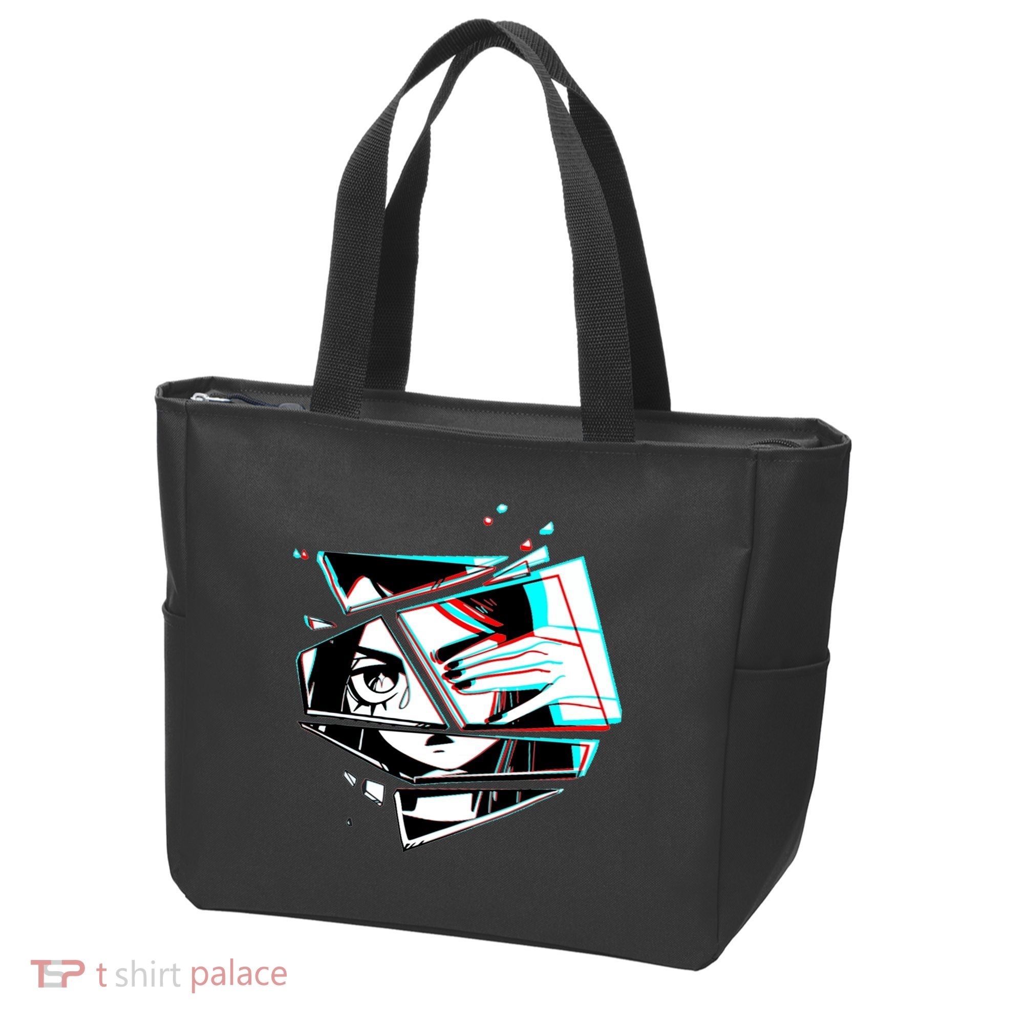 Anime Eyes Broken Glass Hand Over Eye Tote Bag