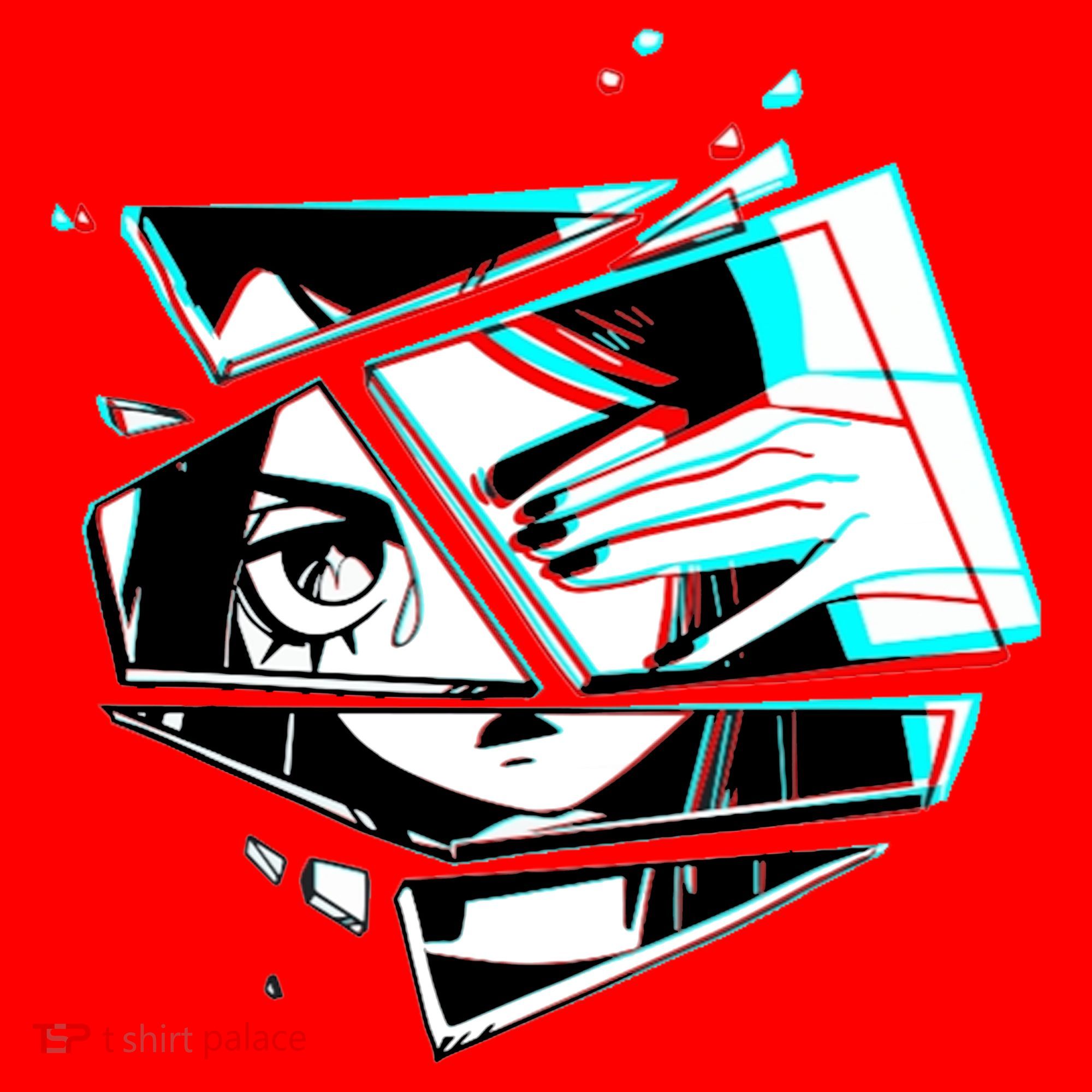 Anime Eyes Broken Glass Hand Over Eye Santa Hat