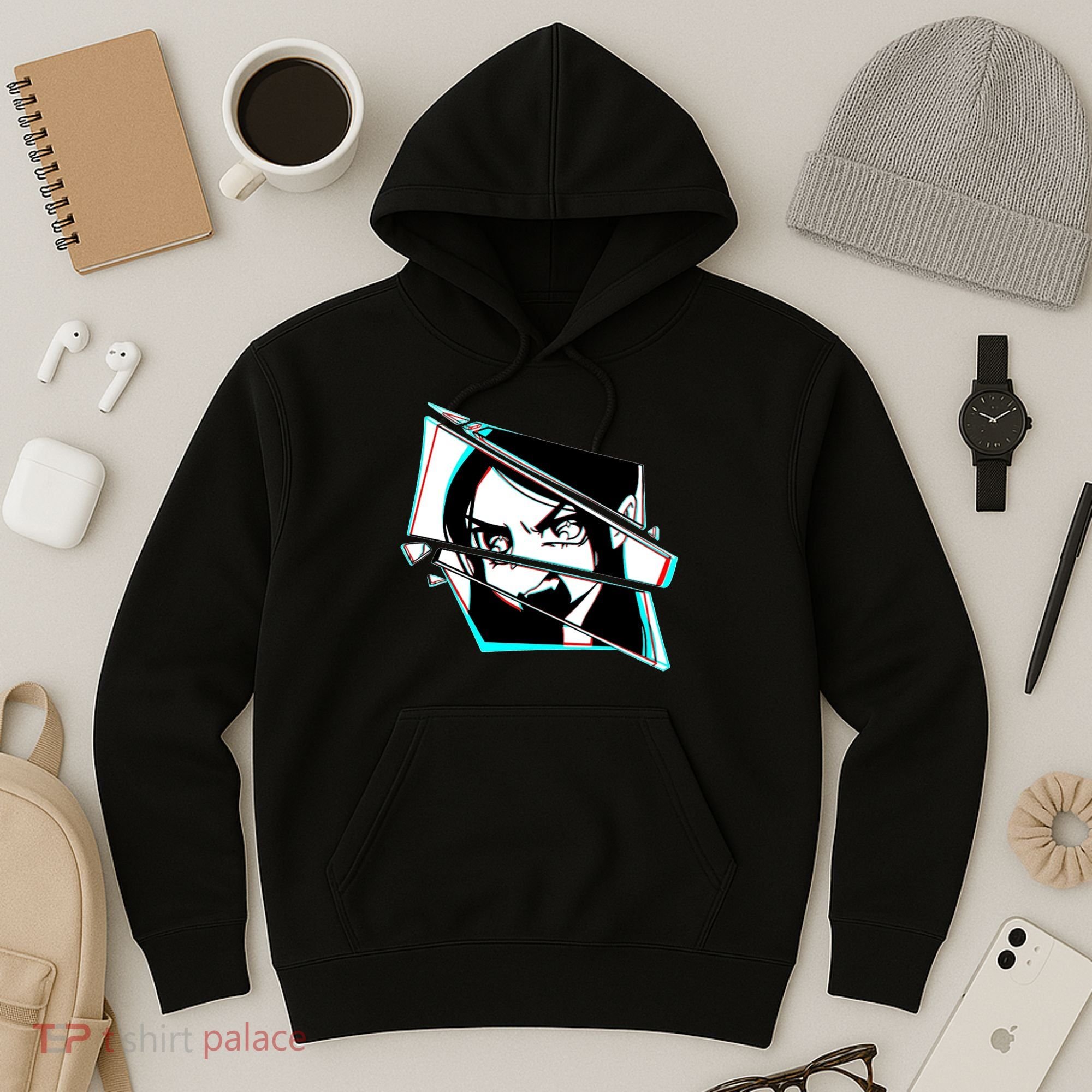 Anime Eyes Broken Glass Yelling Hoodie