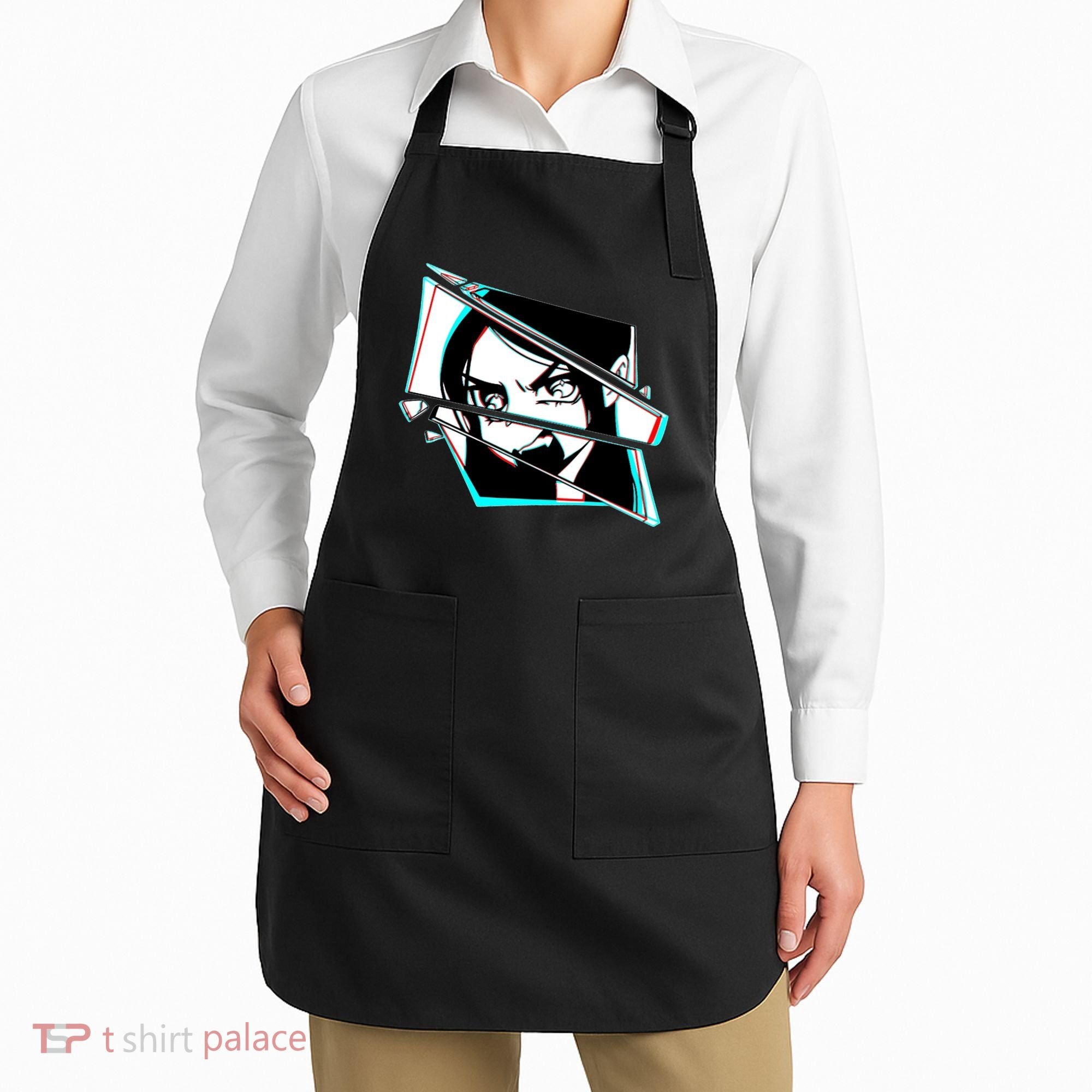 Anime Eyes Broken Glass Yelling Apron
