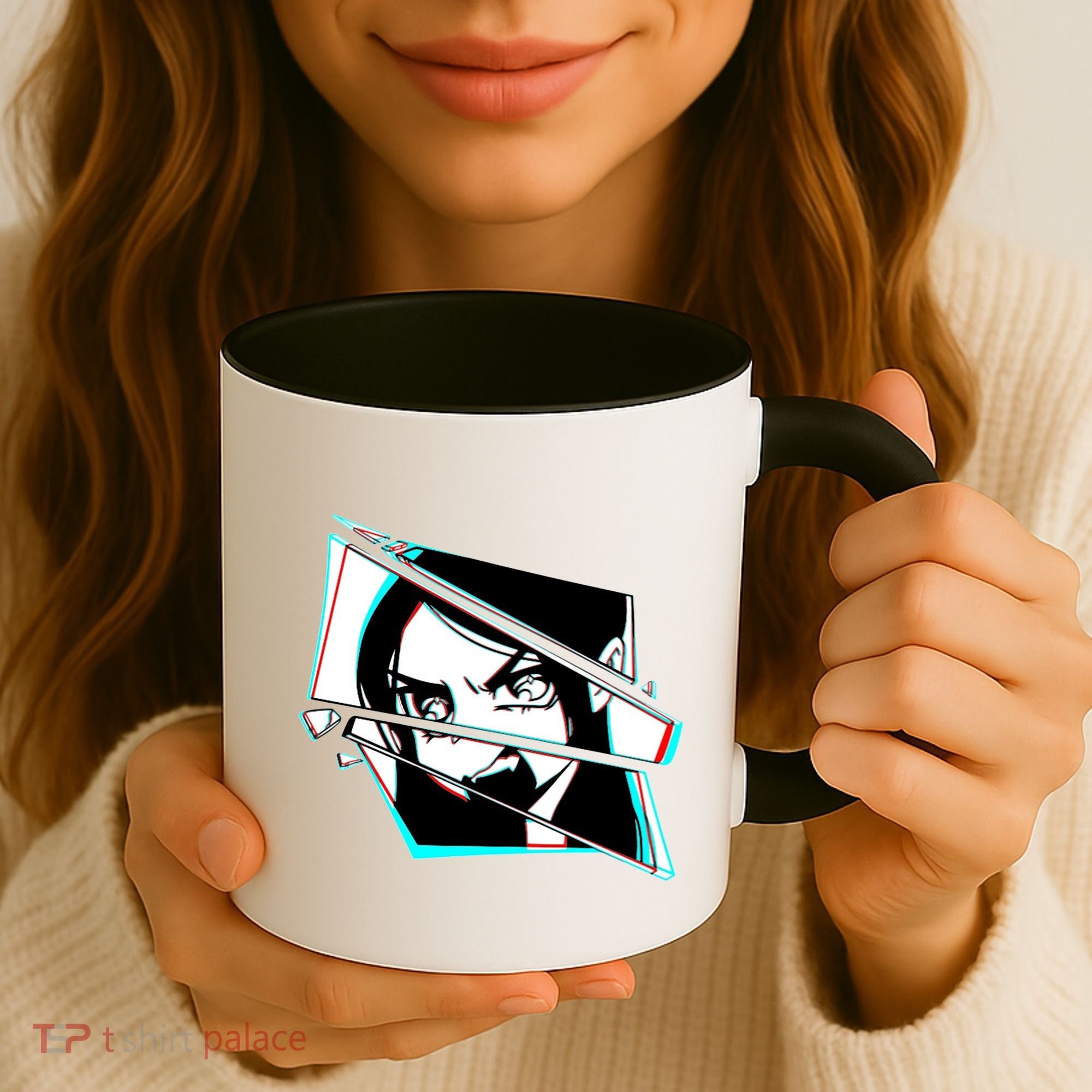 Anime Eyes Broken Glass Yelling Coffee Mug