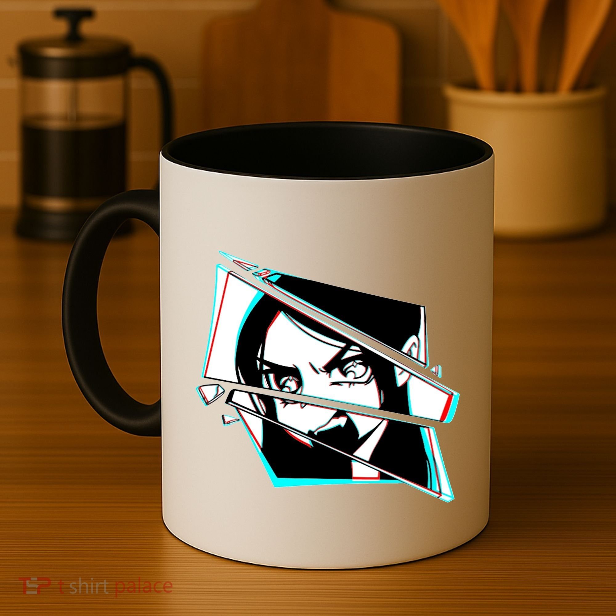 Anime Eyes Broken Glass Yelling Coffee Mug