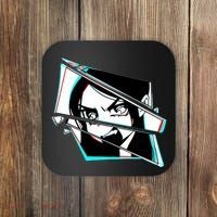 Anime Eyes Broken Glass Yelling Coaster thumb 0