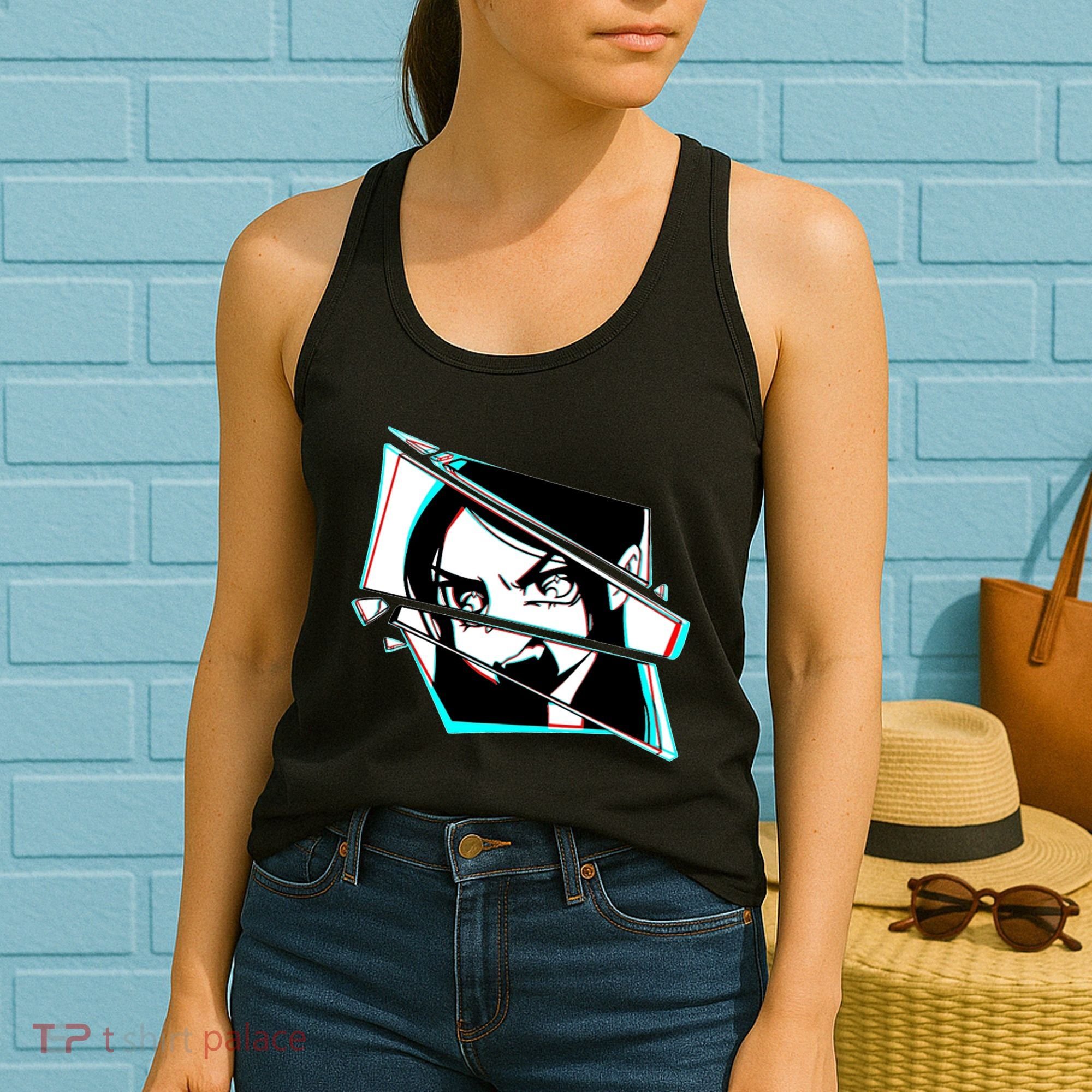 Anime Eyes Broken Glass Yelling Women's Tank Top