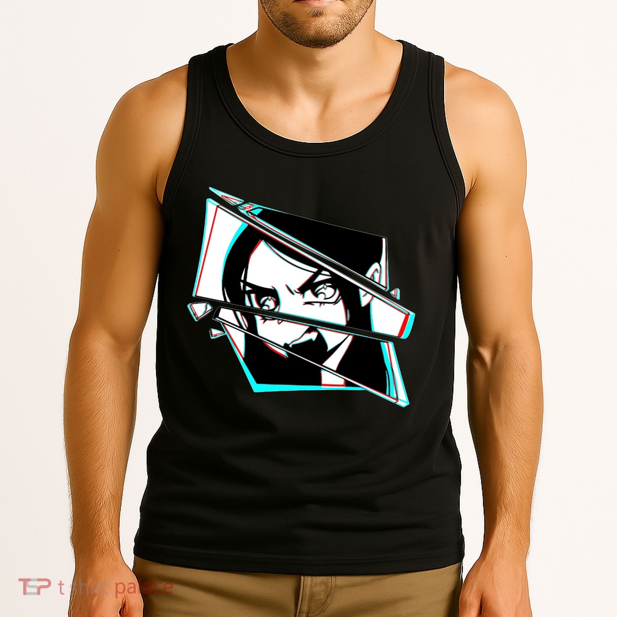 Anime Eyes Broken Glass Yelling Tank Top