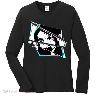 Anime Eyes Broken Glass Yelling Women's Long Sleeve Shirt