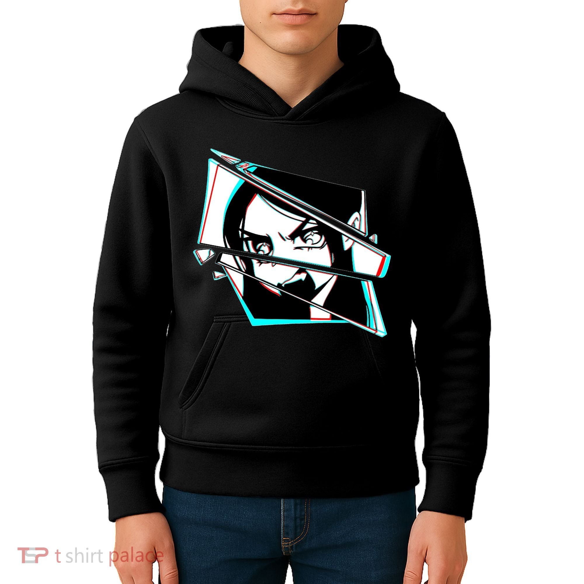 Anime Eyes Broken Glass Yelling Kids Hoodie